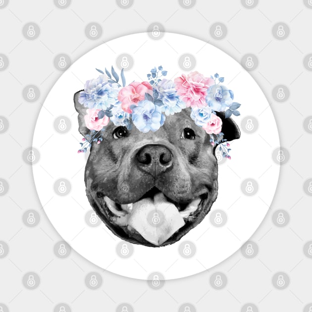 Pitbull Flowers Magnet by PrettyPittieShop